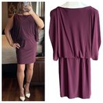 Jessica Simpson ~ Purple Jersey Blouson Split Dolman Open Back Dre… Photo 2