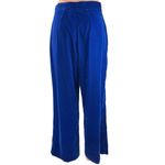 ZARA  Blue Velvet Velour High Waist Wide Flared Leg Crop Ankle Trousers Pants S Photo 6