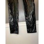 Black Faux Leather Cargo Pants Womens Medium Straight Leg Zip Pockets Utility Photo 2