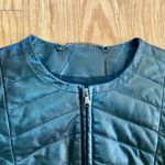 French Connection Black Quilted Leather Moto Jacket Womens Medium Photo 3