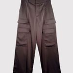 The Noli Shop Womens Pants Brown Milan Satin Cargo Relaxed Full Length Trouser 8 Photo 1