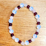Handmade Natural Garnet Rose Quartz Opalite Crystal stretch bracelet Photo 0