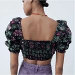 ZARA  Black Floral Crop Top Size XS Photo 2