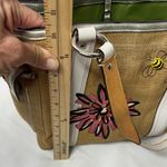Coach Vintage Limited Edition Straw Burlap Bee Flower Satchel Tote Purse Photo 15