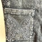 Turquoise Haven NEW  Womens Vest Washed Black Gray Embroidered Smocked Size Large Photo 5