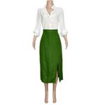 Sézane Lucilla Linen Skirt, Summer Green, FR40/US8 Photo 11