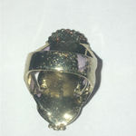 Vintage Gold Tone and Blue Egyptian Revival Statement Ring Size 8 Photo 4