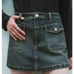 Denim Skort with Front Pockets Blue Size 28 Photo 1
