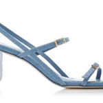 Cult Gaia  Maeve Sandal Size 8.5 Dusty Blue Croc Block Heel Photo 0