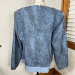 VTG Cheetah Denim Cut Out Blouse Blue Size 14 Photo 1