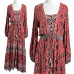 Tulle & Batiste Bohemian Gypsy Maxi Dress Size Medium Renaissance Shanaya Gown Red Photo 1