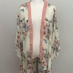 Band of Gypsies  Kimono Floral Oversized Travel Beach Boho Festival Coral Cream Photo 0