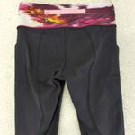 Lululemon ‎ Pace Rival Crop Leggings Capri Women's 4 Black Patterned Trim Pockets Photo 4