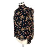 1. State Floral High Neck Sheer Sleeve Blouse Black Pink Green Size Medium Photo 4