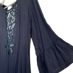 Roxy Goldy Soul Long Sleeve Black Swim Coverup with Lace Detail Open Back Boho Photo 6