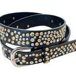 Belgo Lux Size Large Black Faux Leather Silver Gold Studded Belt Photo 0