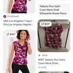 Talbots roses floral cowl neck stain cami blouse sleeveless layering top 2X NWT Photo 1