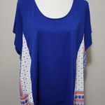 Stitch Fix Your Story Blue & Red Mixed Media Flowy Blouse Size 3X Photo 0