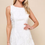 Lulus LULU’S Exquisite Moments White Floral Jacquard Sleeveless Mini Dress Photo 0