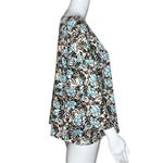 Elizabeth & James Shirt Womens Large White Black Blue‎ Floral Flower Boho Casual Blue Photo 1
