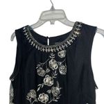 Dress Barn Roz & Ali  Black Floral Embroidered Elegant Shift Sleeveless Dress Sz12 Photo 2
