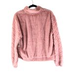 No Boundaries  Womens Juniors Faux Fur Pullover 1/2 Zip Pockets Pink L Photo 1