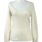 Ganni  Melange Knit Scoop Neck Sweater in Vanilla Ice Size Large Minimalist Photo 0