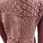 Free People Crochet Lace Patchwork Back Dusty Pink Long Sleeve Shirt Womens XS Photo 5