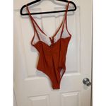 Orange One Piece Swimsuit‎ Cut Out Ruched Detail Medium Photo 3