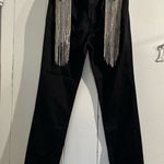Akira Black Jeans with Silver Rhienstone Fringe Detail Photo 0