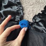 Frederick's of Hollywood NWT  black lingerie babydoll slip with rose detail - L Photo 1