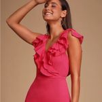 Lulus  Pink Ruffled Surplice Maxi Dress Photo 6