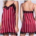 Honey Belle Honey Belle Silky Red Slip Dress Black Lace Medium Photo 1