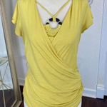 I.N. San Francisco Vintage Y2K Light Yellow Made in USA Halter Wrap Baby Tee Top Size M Photo 3