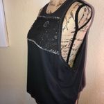 Free People We the Free Distressed Navy Tank Top with Stars & Raw Edge Sz Large Photo 4