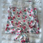 ZARA Nwot  FLORAL CROP TOP HANDKERCHEIF BANDANA ROSE CREAM PINK OPEN BACK Photo 1