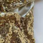 Beautifly Sequin Cowl Back Cap Sleeve Evening Gown Prom Dress in Gold Size US2 Photo 6