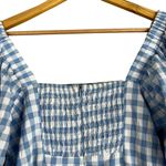 Lena Mini Dress Womens L Blue Gingham Smocked Puff Sleeve Prairie Cottagecore Size L Photo 3
