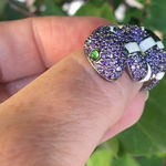 Snake Ruthenium triple AAA CZ Ring size 6 Green Photo 0