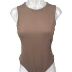 Aritzia Babaton Brown Sleeveless High Neck Cami Camisole Tank Bodysuit Top Sz L Photo 0