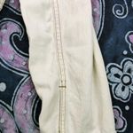 Free People Denim Trucker Jacket Womens XS Ivory Along The Way Distressed Oversi Photo 12