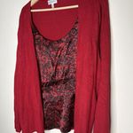 Fashion Bug  Womens Size 22/24W Cardigan Sweater Tank 2 In 1 Red Black Roses Photo 1