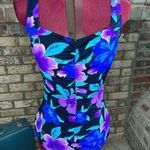 La cove swimsuit floral ruched front purple blue black Size 12 Photo 0