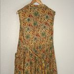 April Cornell Midi Dress Sleeveless Fall Butterfly Cottage Peasant Gauzy Pocket Gold Size L Photo 5