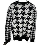 Sandro Houndstooth Sweater Black White Chunky Knit Oversized Women Medium Wool Photo 3