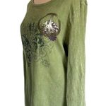 One World  Sage Green Lightweight Thermal Textured Embelished Peace Size Med Photo 2