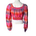 Sanctuary NWT, Laurie Solet Madras Smocked Crop Top, Sz XS Photo 6