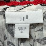 J. Jill White Embroidered Tassel Front Tie Embroidered Peasant Top, Size XL Black Photo 7