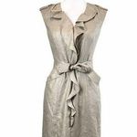 Classiques Entier  Brown Fitted Ruffle Front Dress Photo 0