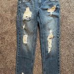 EXPRESS Distressed Girlfriend Cropped Denim Jeans 2 Photo 1
